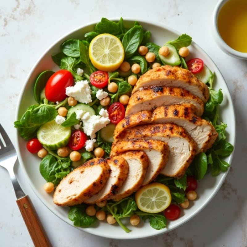 Grilled Turkey Breast Salad with Chickpeas and Lemon Vinaigrette