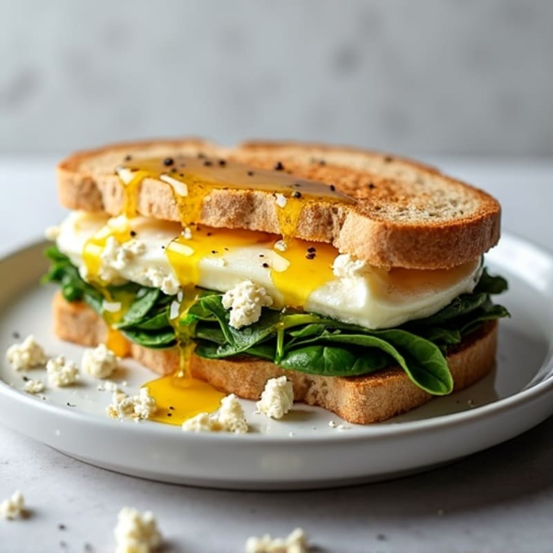 Protein-Packed Spinach and Feta Egg White Sandwich