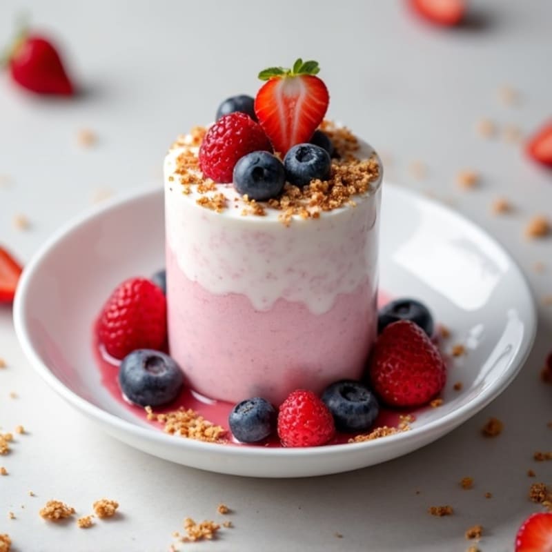 Greek Yogurt Protein Mousse with Mixed Berries