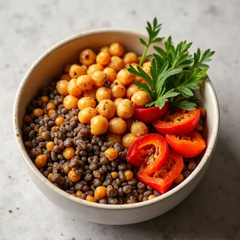 Hearty Spiced Lentil and Roasted Vegetable Bowl