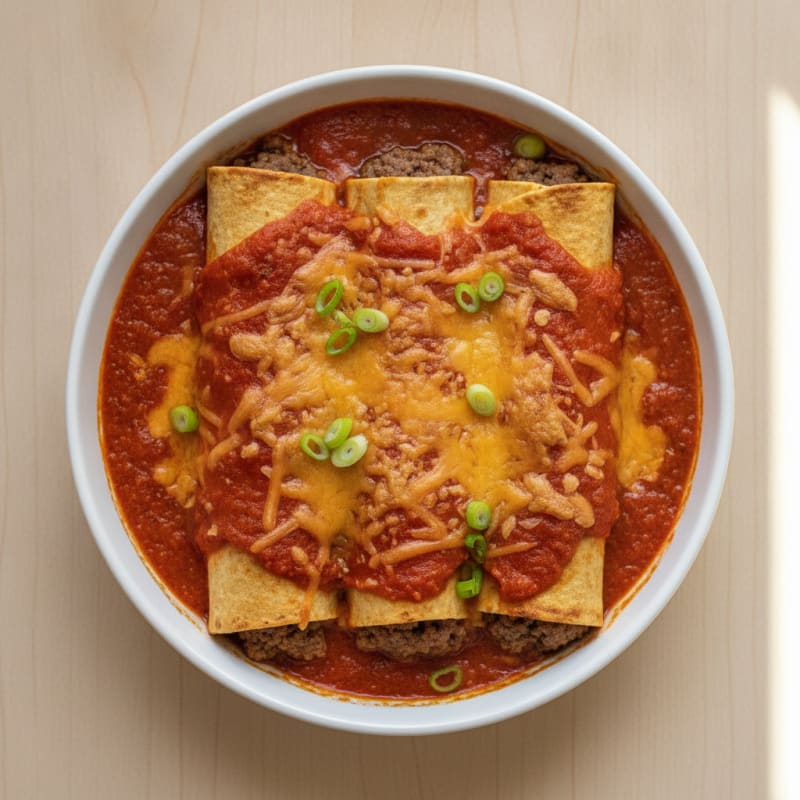 Savory Beef Enchiladas with Red Sauce