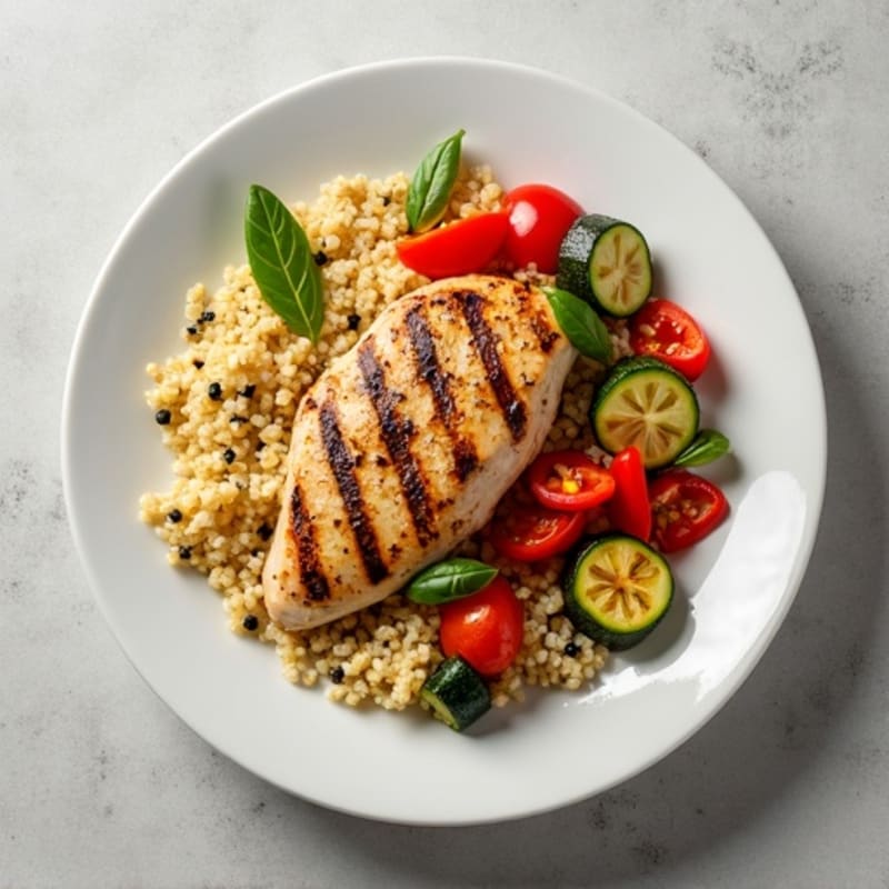 Grilled Chicken Breast with Quinoa and Roasted Vegetables