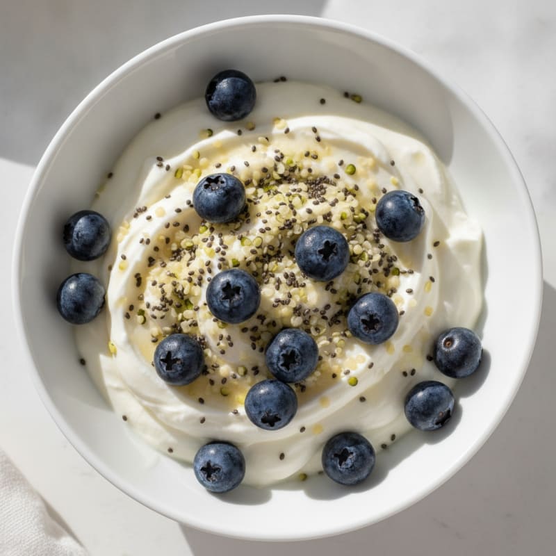 Silky Greek Yogurt Bowl with Chia, Hemp Seeds, and Fresh Berries