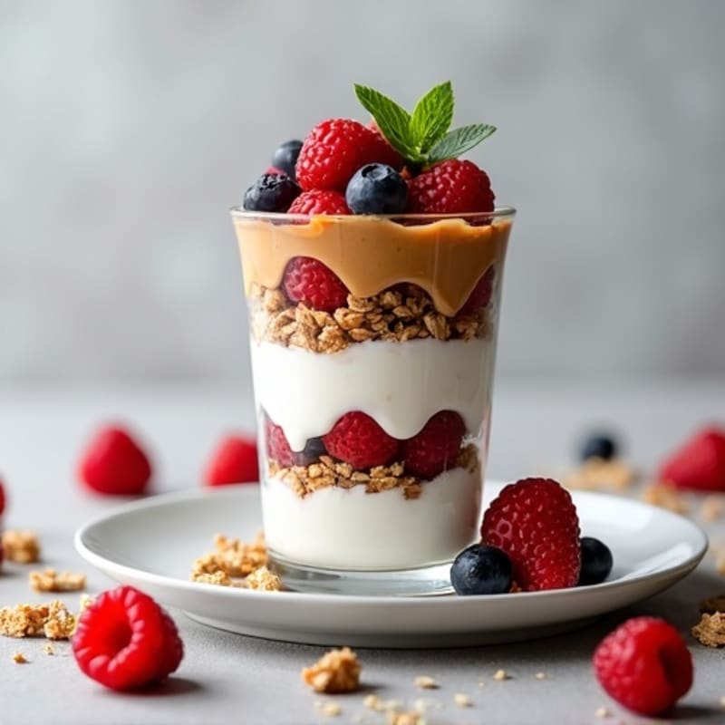 Greek Yogurt Parfait with Mixed Berries and Almond Butter