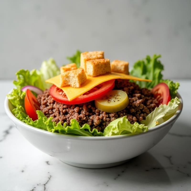 Protein-Packed Lean Ground Beef Big Mac Salad Bowl
