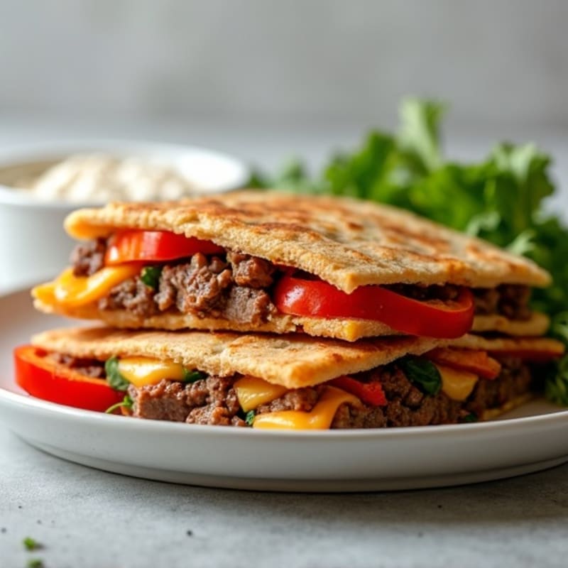 Lean Steak and Roasted Pepper Crispy Whole Wheat Quesadillas