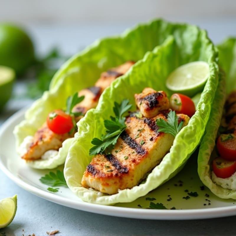 Grilled Chicken Crispy Lettuce Wraps with Creamy Avocado Dressing