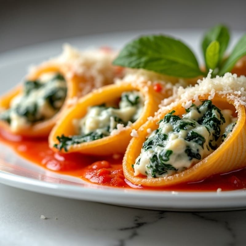 Baked Creamy Spinach Ricotta Stuffed Shells