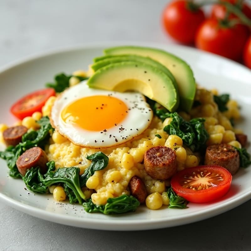 Chicken Sausage and Spinach Egg Scramble