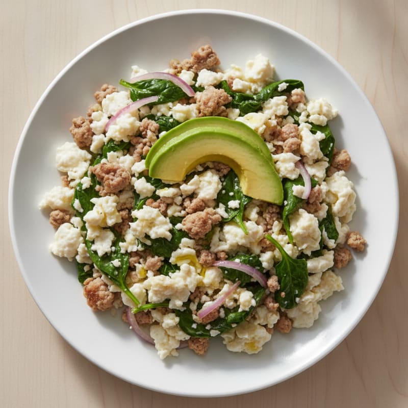 Egg White and Turkey Spinach Scramble