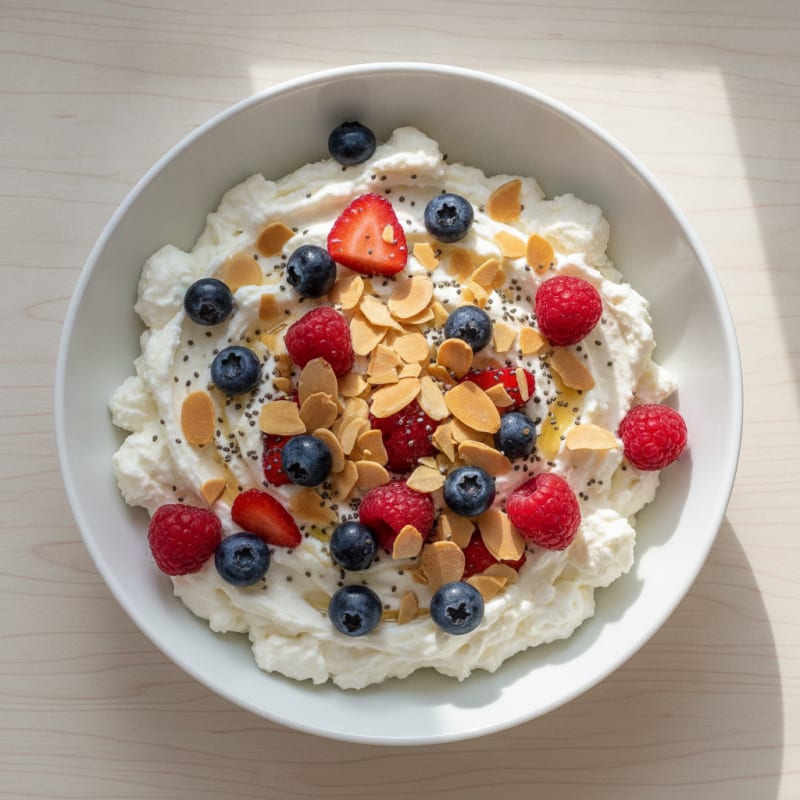 Creamy Greek Yogurt Protein Bowl with Mixed Berries and Almonds