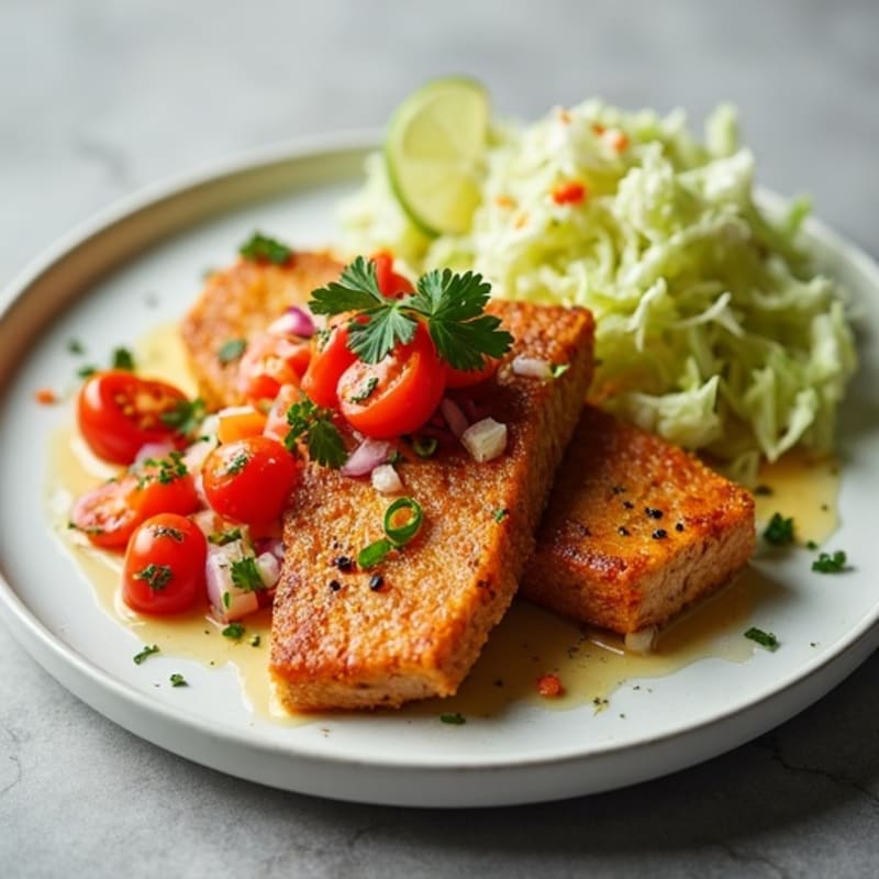 Crispy Slow-Cooked Citrus Pork with Fresh Pico de Gallo and Cabbage Slaw