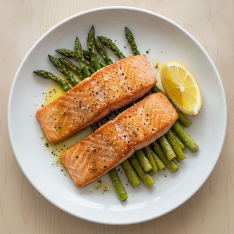 Pan-Seared Salmon with Roasted Asparagus