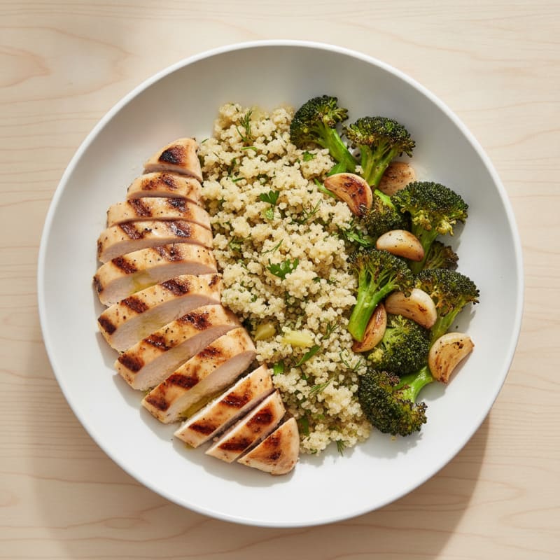 Grilled Chicken and Quinoa Power Bowl with Roasted Broccoli