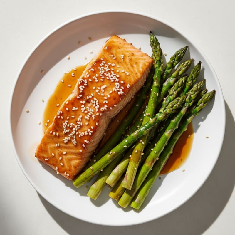 Golden Teriyaki-Glazed Salmon with Roasted Asparagus