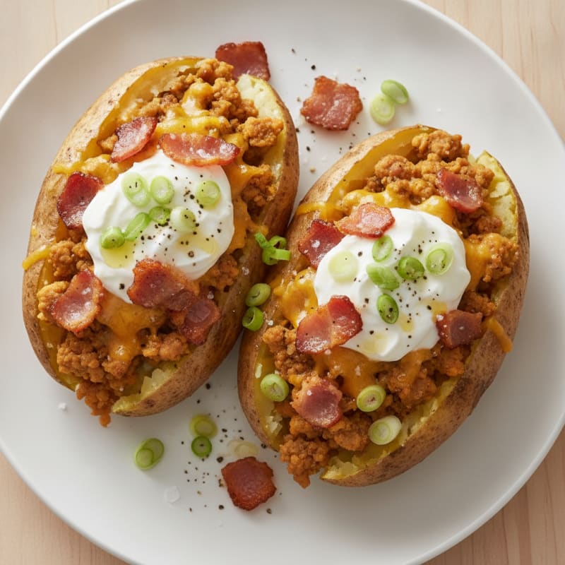 Loaded Baked Potatoes with Crispy Bacon
