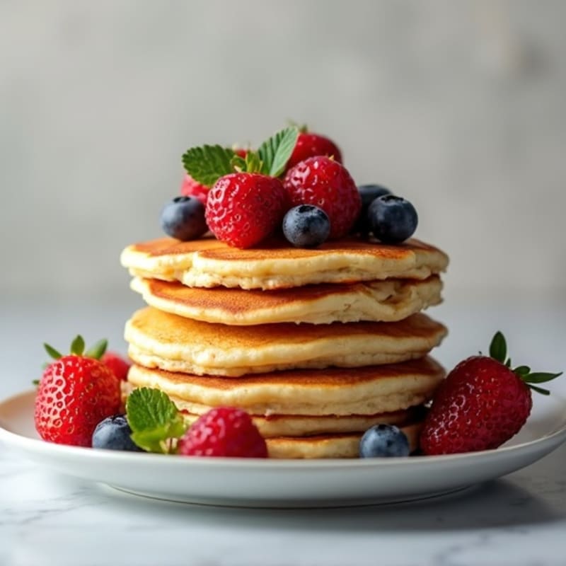 Fluffy Protein Pancakes with Fresh Berries