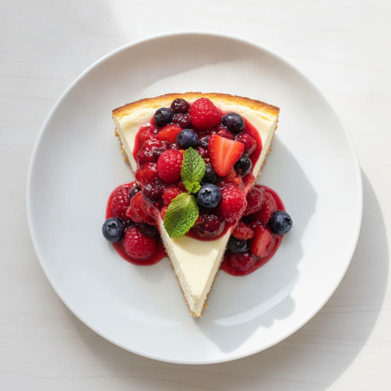 Creamy Greek Yogurt Protein Cheesecake with Mixed Berries