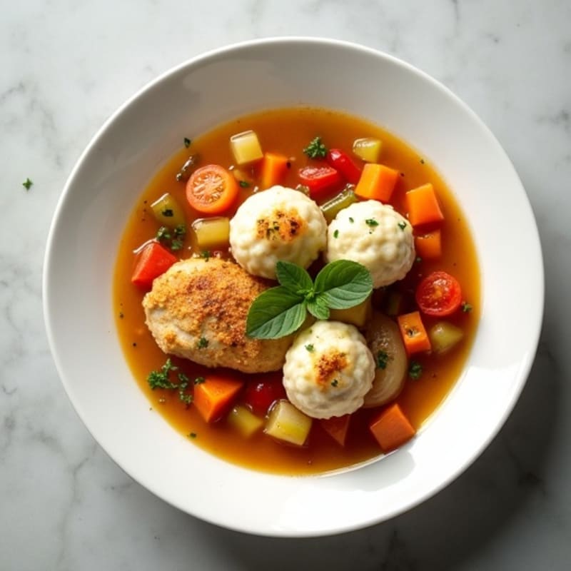 Lean Chicken and Vegetable Stew with Fluffy Herb Dumplings