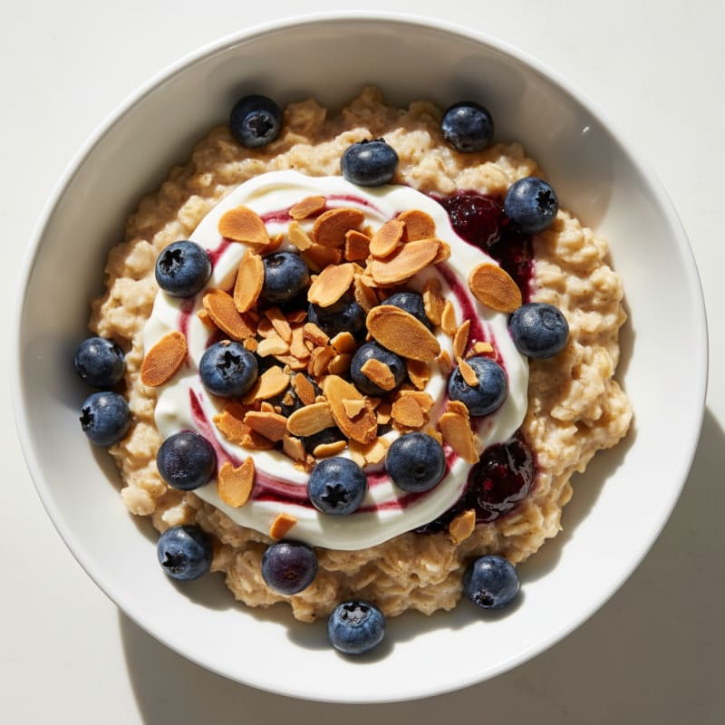 Warm Berry Oatmeal with Toasted Almonds