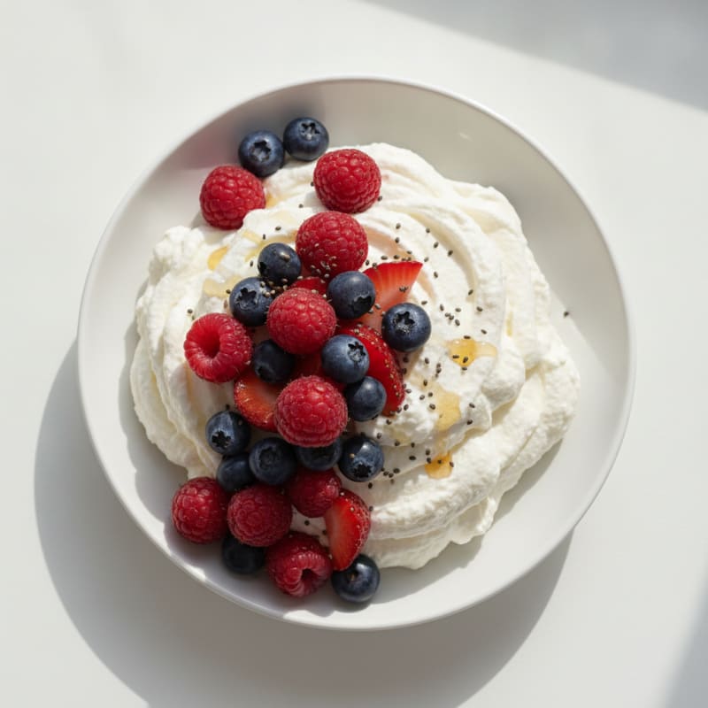 Greek Yogurt Protein Mousse with Mixed Berries