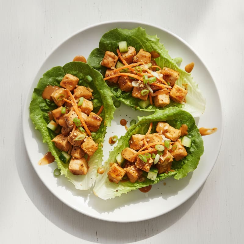 Chicken Lettuce Wraps with Peanut Sauce