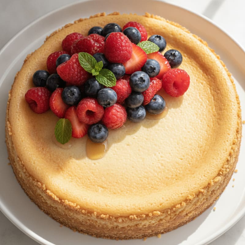 Greek Yogurt Protein Cheesecake with Mixed Berries