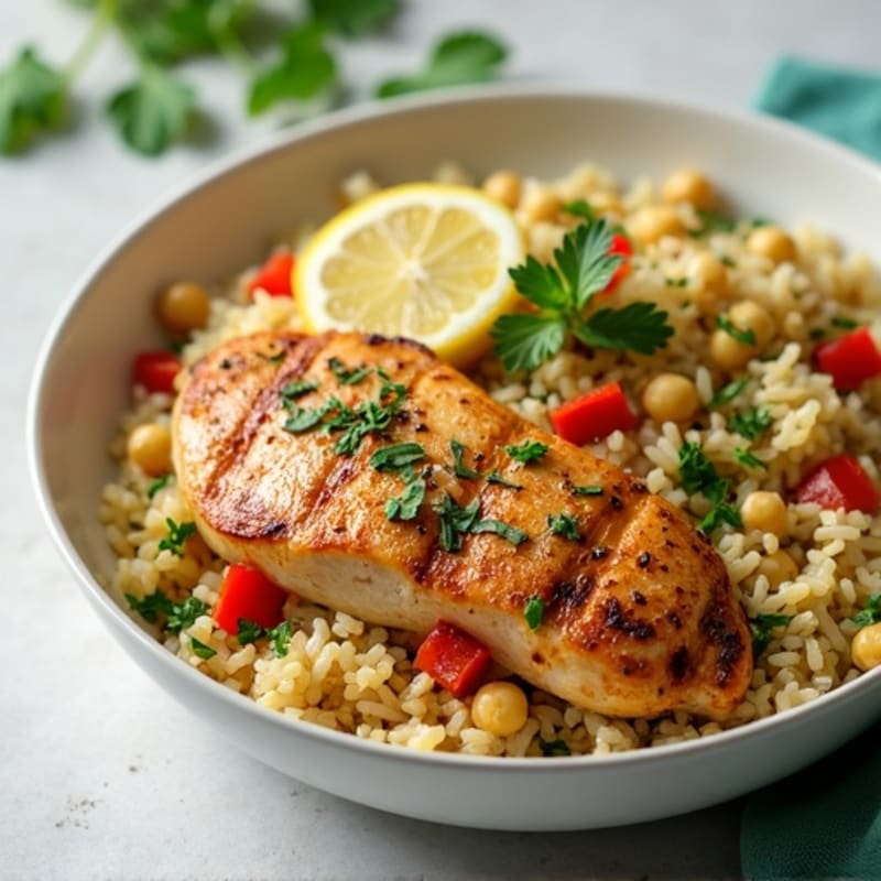 Fresh Herb and Lemon Basmati Rice Pilaf with Grilled Chicken