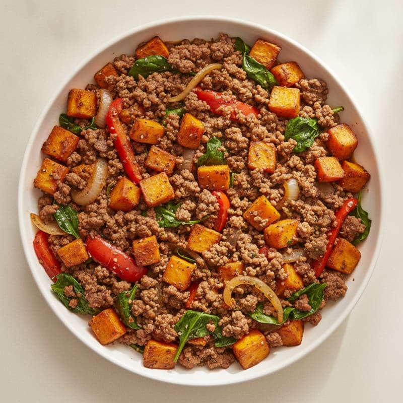 Sweet Potato Ground Beef Skillet