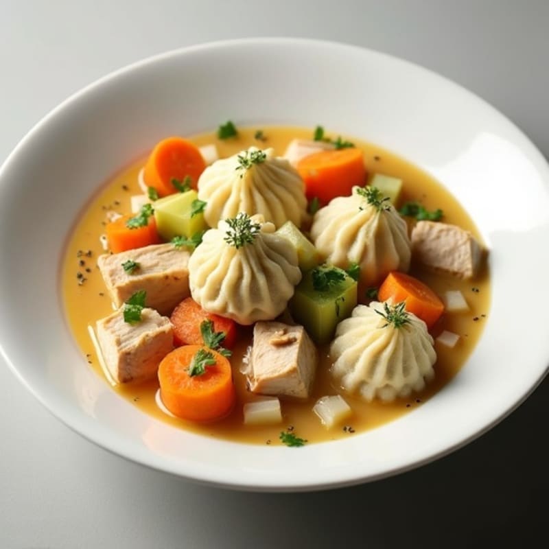 Creamy Lean Chicken and Vegetable Stew with Fluffy Herb Dumplings