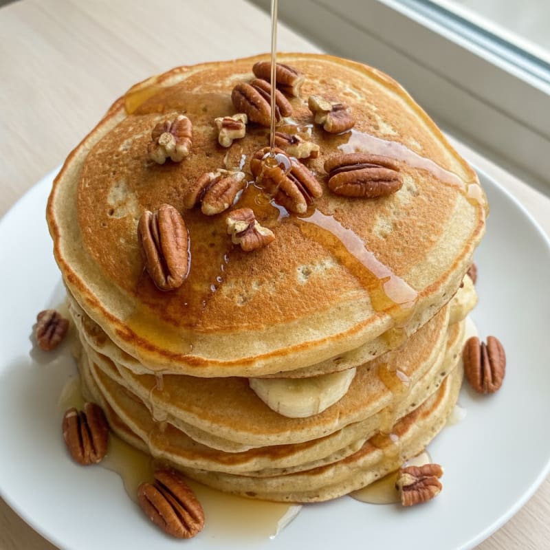 Banana Protein Pancakes with Toasted Pecans