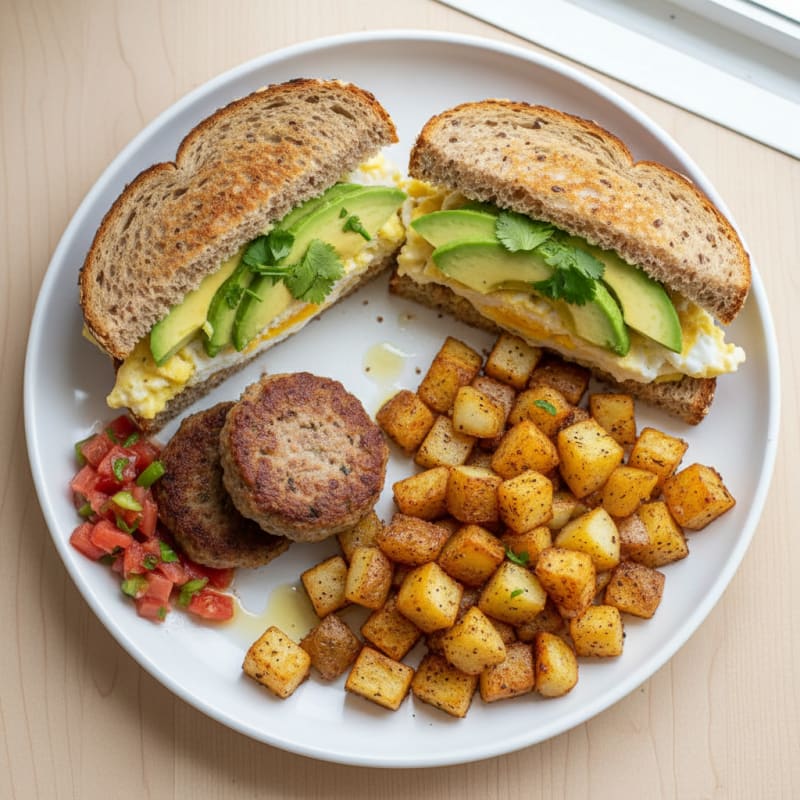 Avocado Egg Sandwich with Turkey Sausage