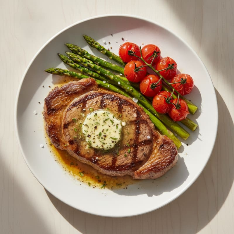 Pan-Seared Sirloin with Garlic Herb Butter