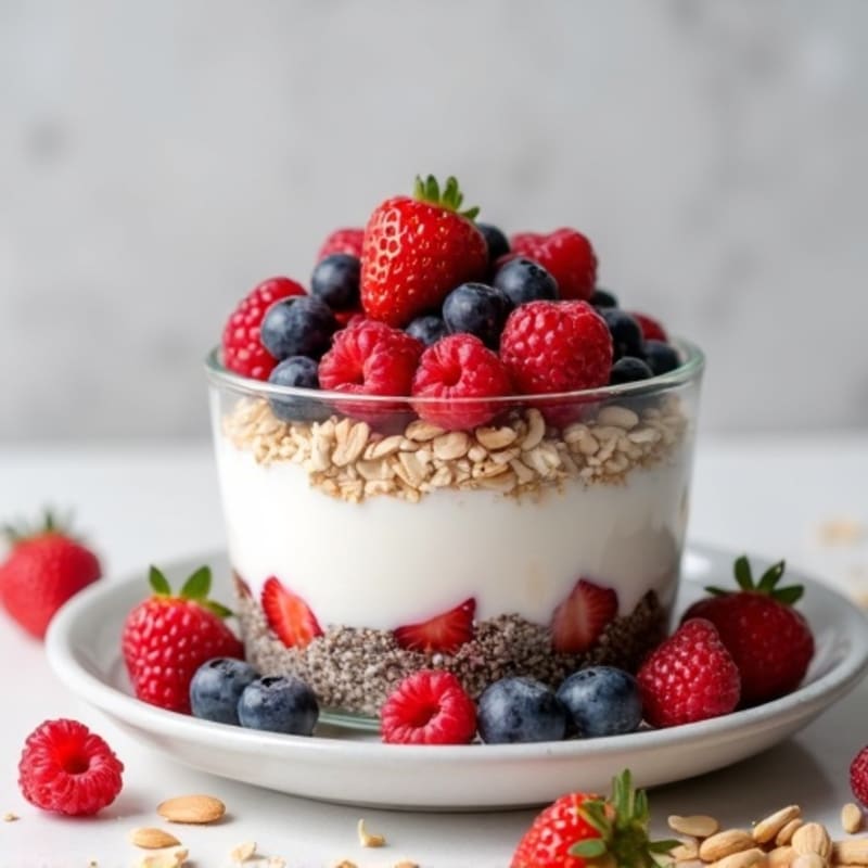 Creamy Greek Yogurt Parfait with Mixed Berries and Chia Seeds