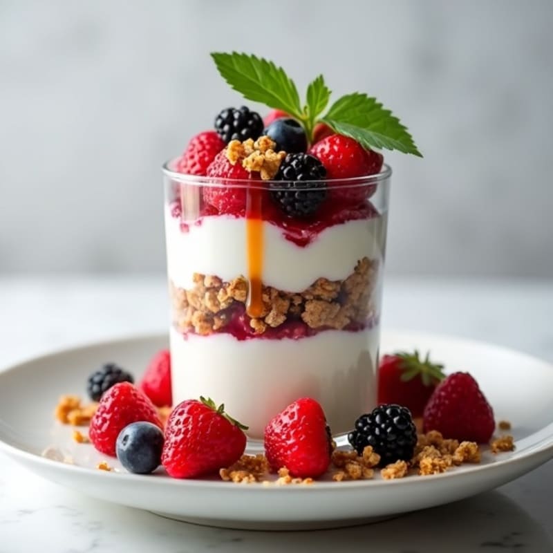 Greek Yogurt Protein Parfait with Mixed Berries