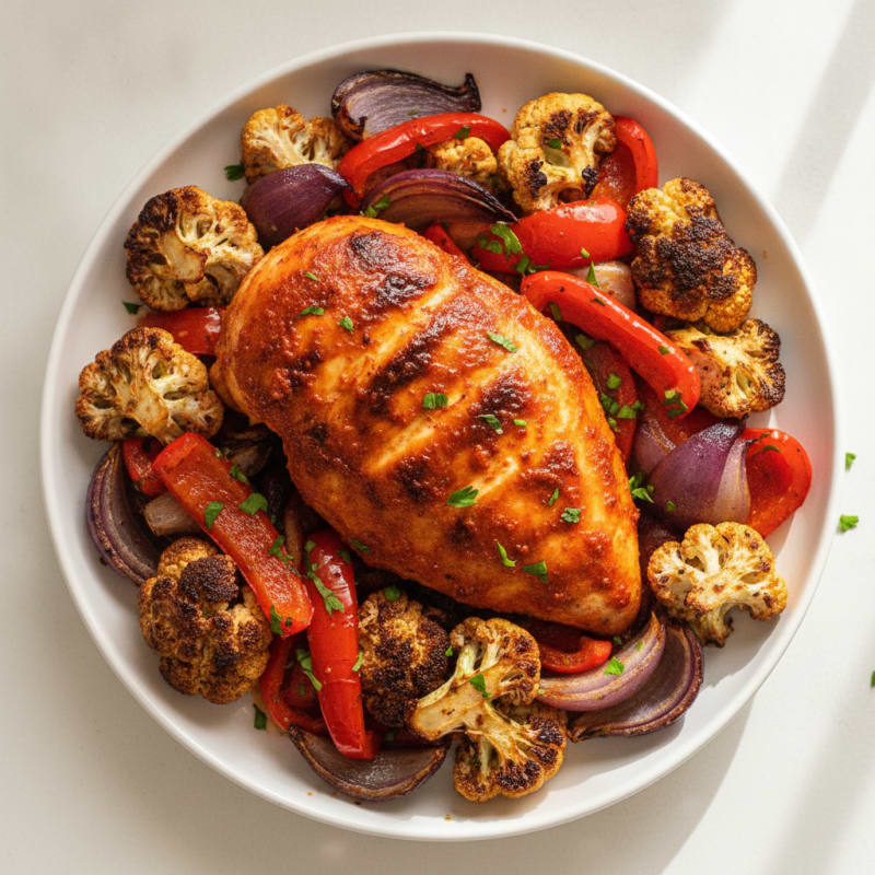 Spicy Harissa Chicken with Roasted Vegetables