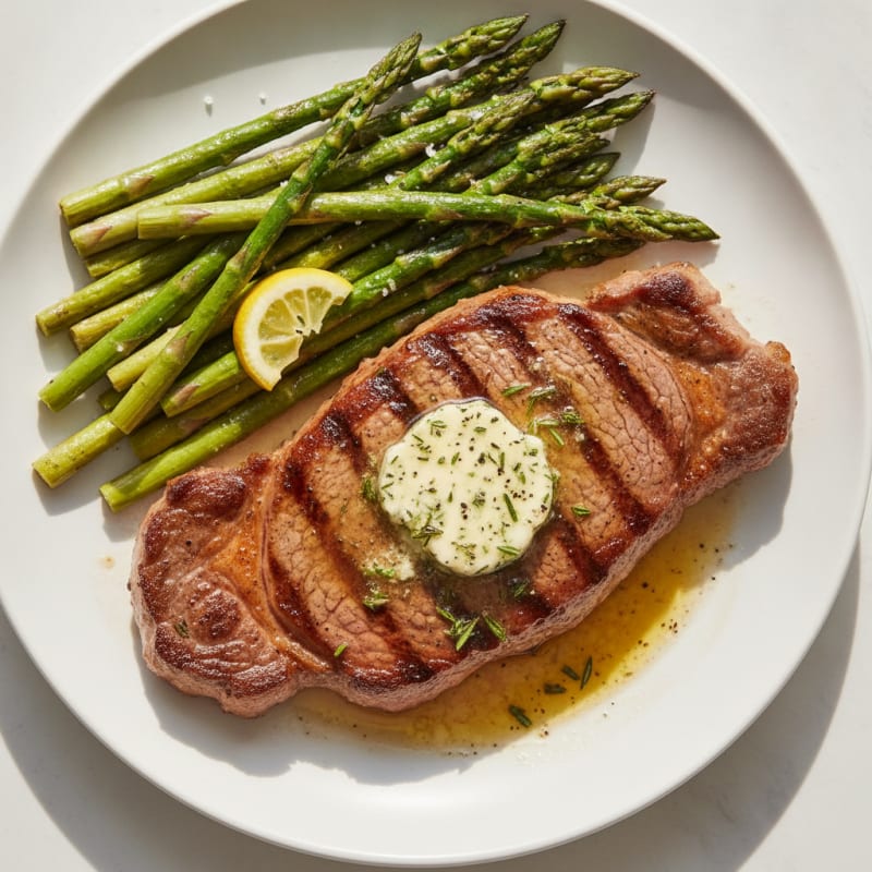 Pan-Seared Sirloin with Garlic Herb Butter