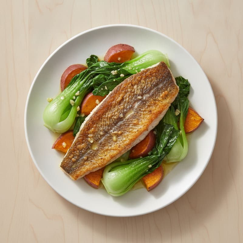 Pan Seared Snapper with Steamed Greens
