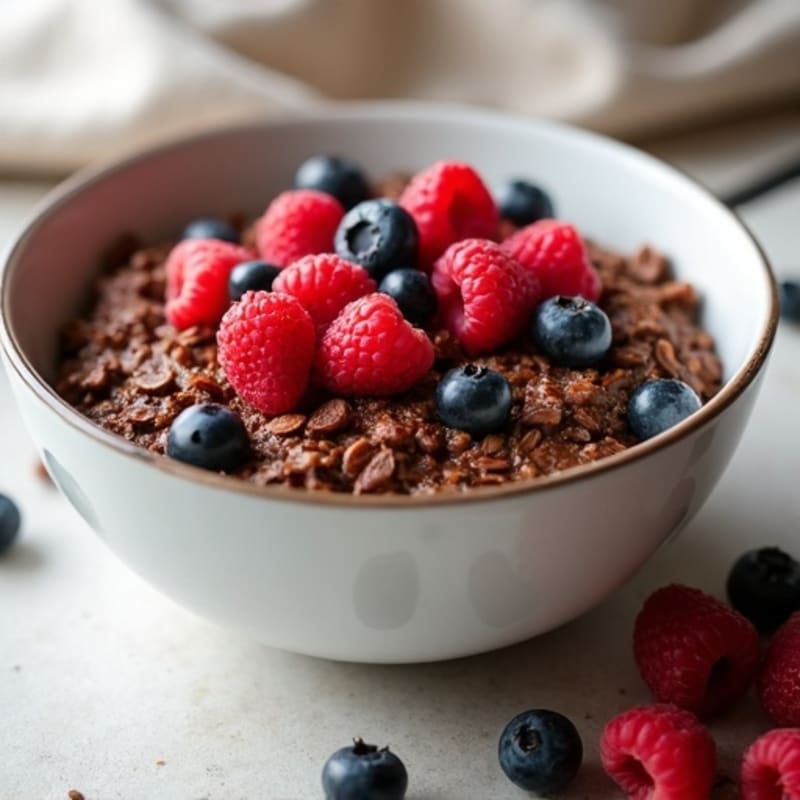 Chocolate Baked Oatmeal with Fresh Berries