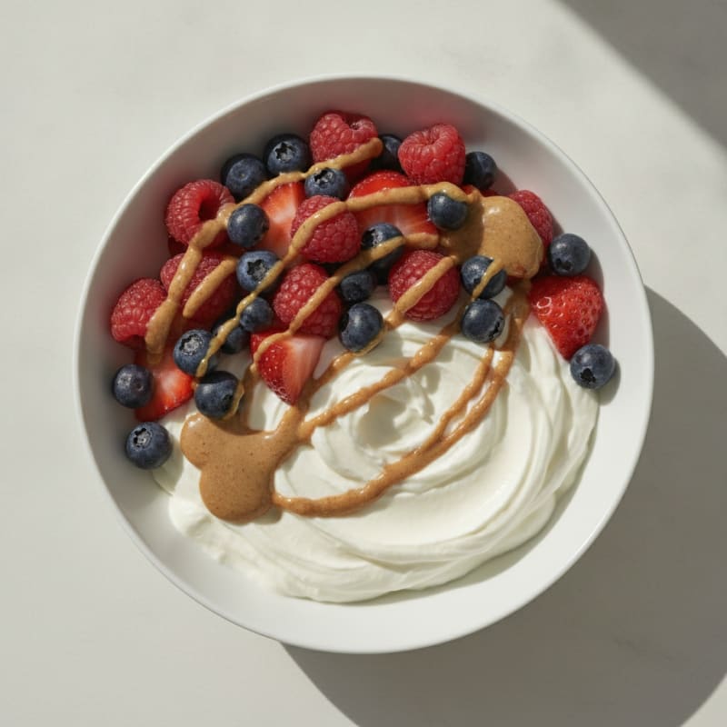 Greek Yogurt Protein Bowl with Mixed Berries and Almond Butter