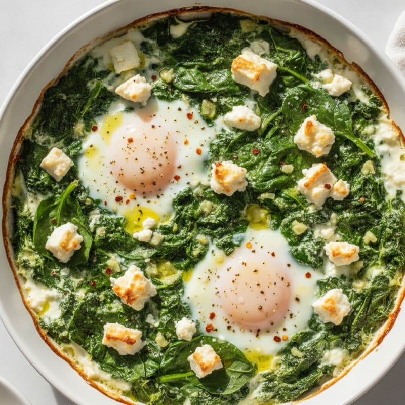 Baked Eggs with Spinach and Feta