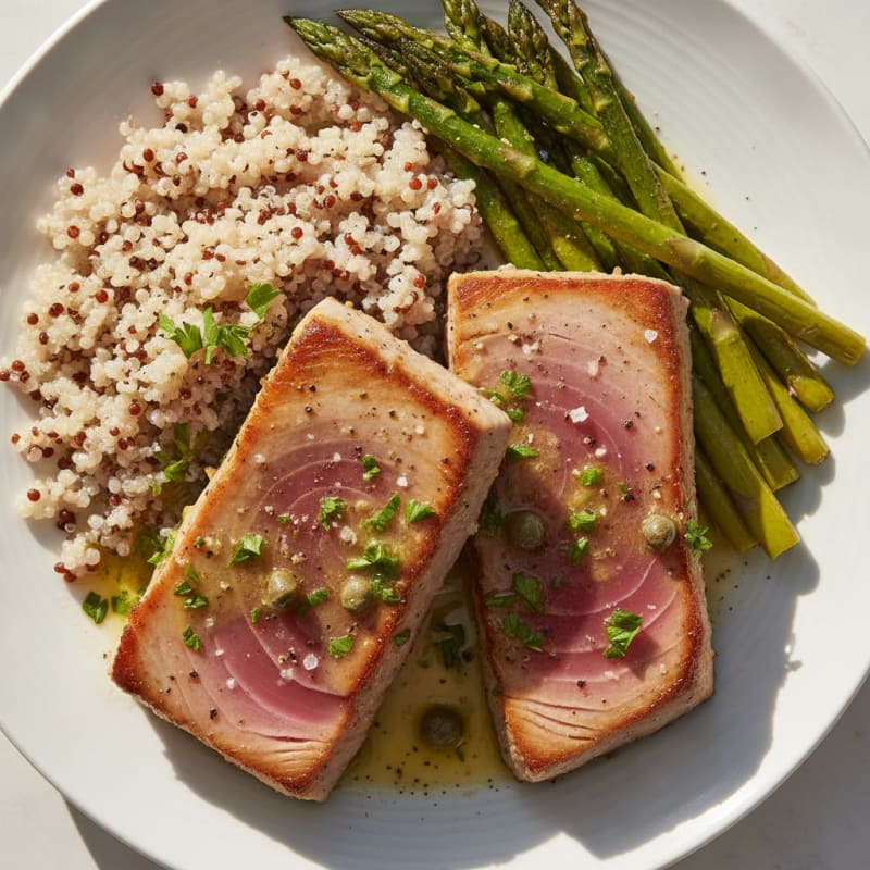 Pan-Seared Tuna with Lemon-Herb Sauce
