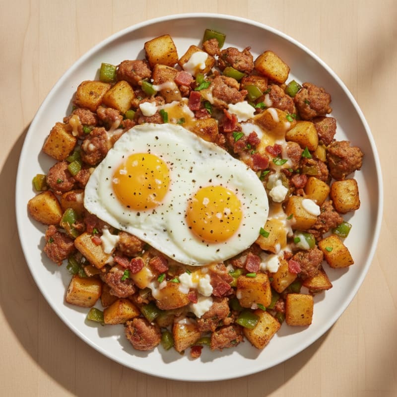 Maple Chicken Sausage and Egg Hash