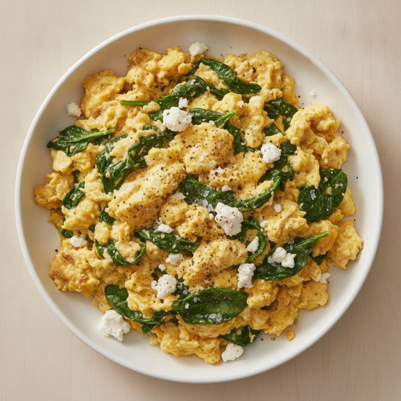 Scrambled Eggs with Spinach and Feta