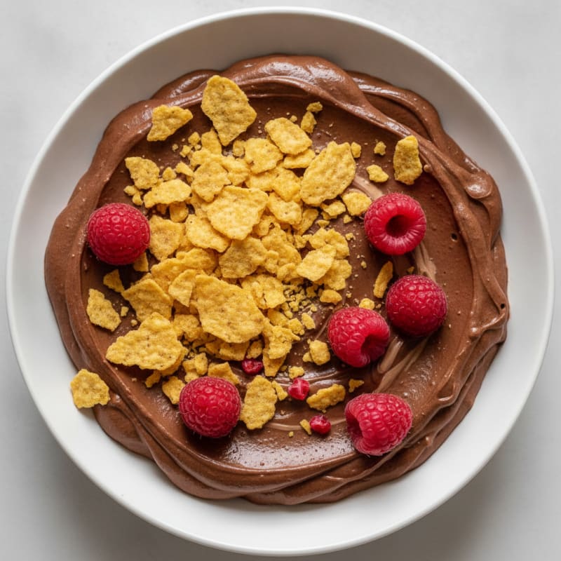 Silky Chocolate Protein Pudding with Crushed Corn Chips