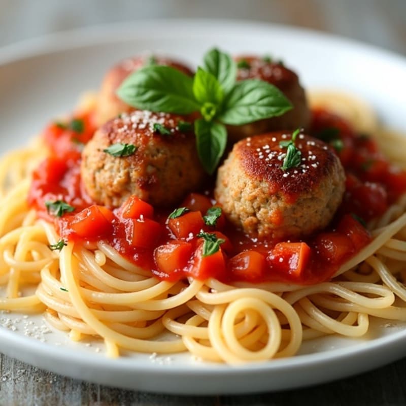 Lean Turkey Meatballs with Whole Wheat Spaghetti and Fresh Tomato Sauce