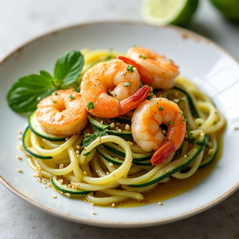 Garlic-Ginger Shrimp with Zucchini Noodles