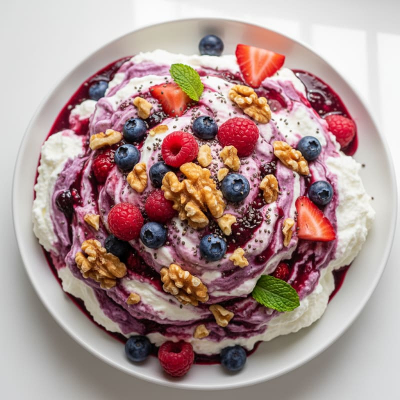 Greek Yogurt Protein Mousse with Mixed Berries