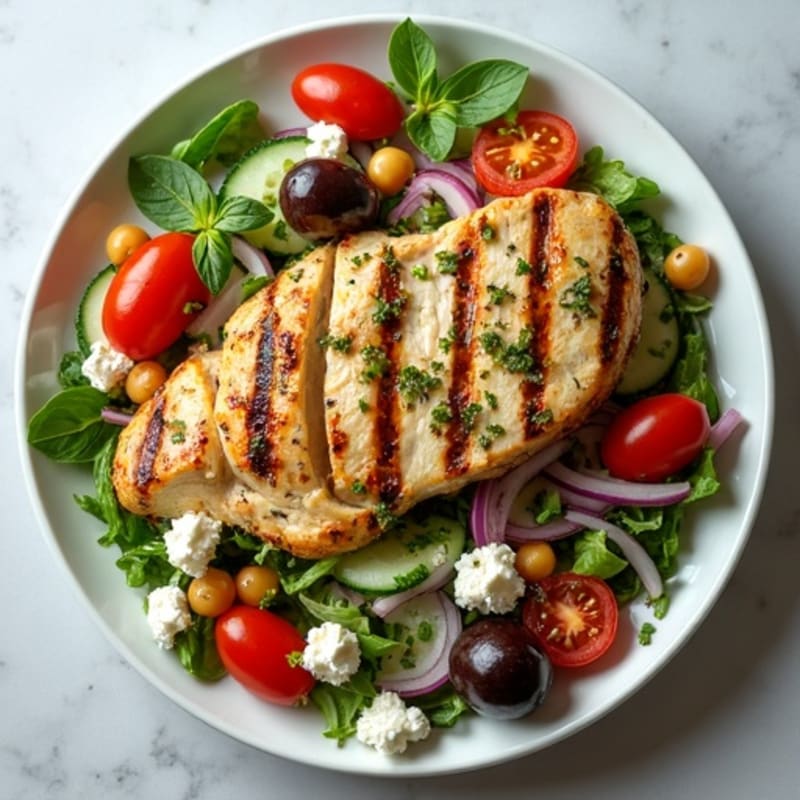 Fresh Mediterranean Chopped Salad with Herb-Marinated Feta