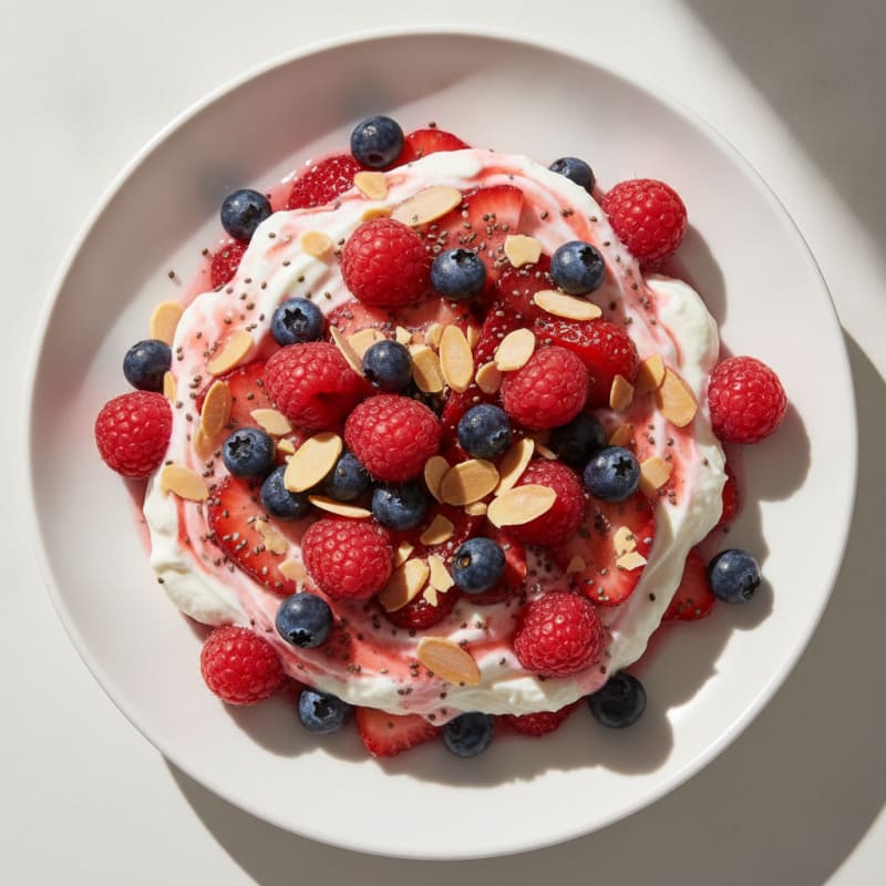 Greek Yogurt Protein Parfait with Berries and Almonds